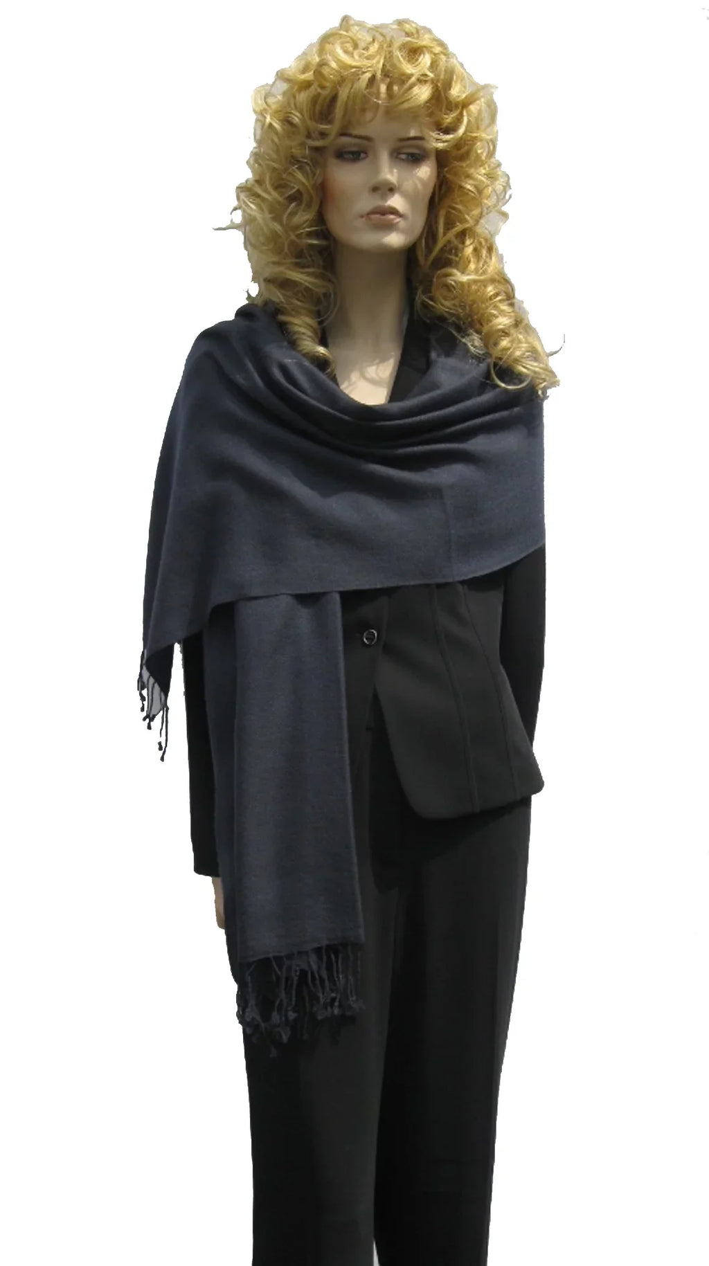 Shawl/Cashmere Shawl) Shawl/Shawls/Scarf/Scarves/Wrap/Stole/Muffler/Cape/Ruana/Blanket/Throw/Pashmina Regular Charcoal (Dark Scarf/Wool/Silk