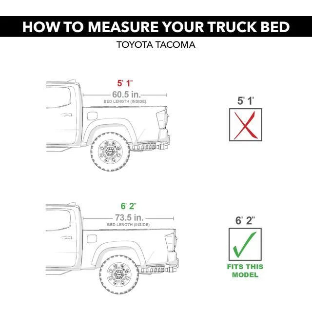 Tonno Tonneau Bed Truck (73.7") Bed | Tacoma Fold, 6' HF-562 - Pro 2" Toyota Fits 2023 2016 | Folding Cover Hard Hard