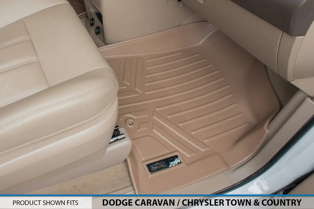 2008-2020 Floor Tan Rows for Caravan 1st/2nd Grand Smartliner Mats Liner Dodge
