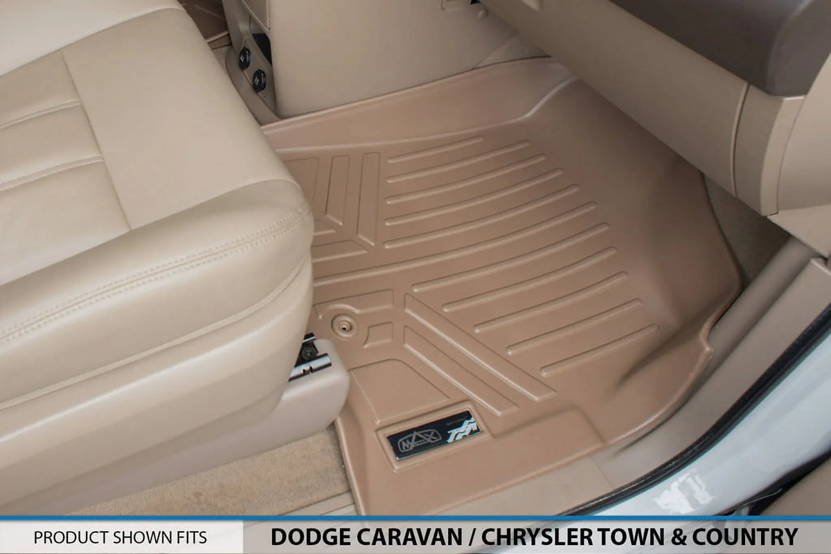 2008-2020 Floor Tan Rows for Caravan 1st/2nd Grand Smartliner Mats Liner Dodge