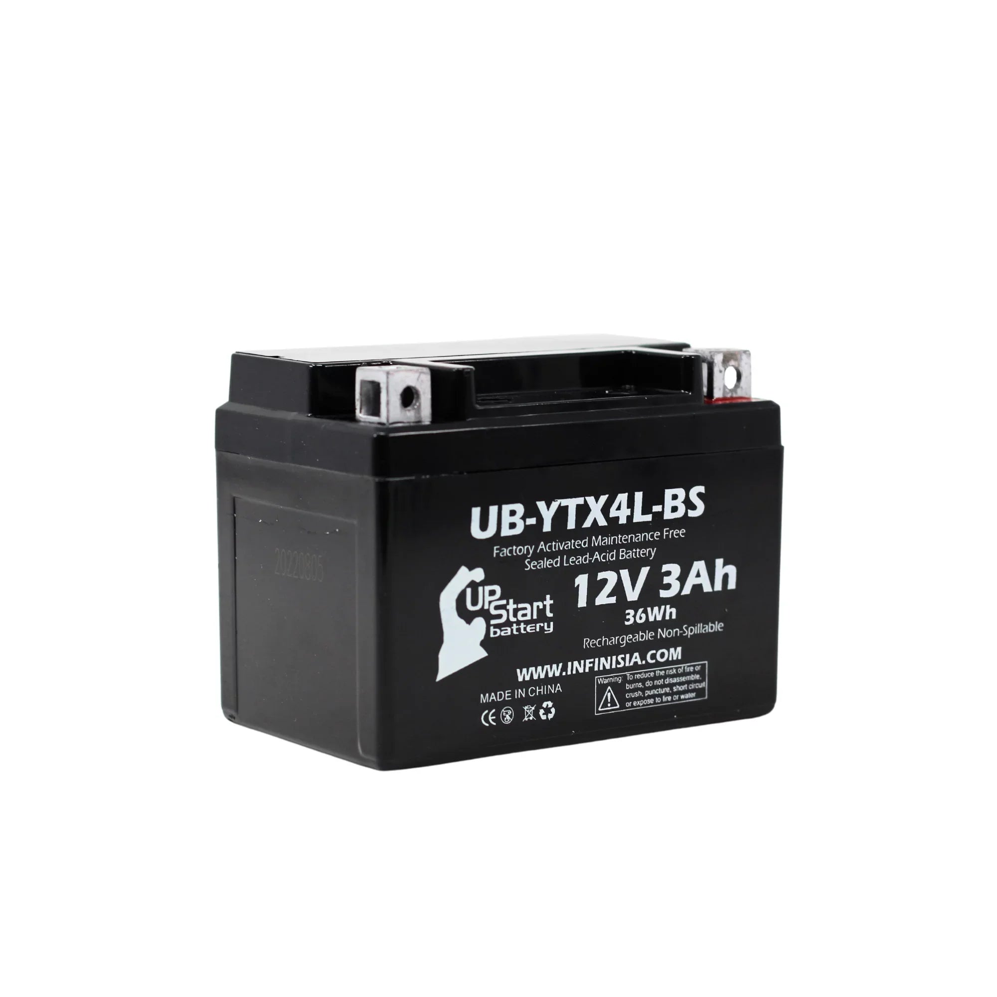 Battery (Can-Am) Maintenance 50CC Bombardier DS50, Quest 2002 Replacement Factory ATV UB-YTX4L-BS Activated, 3Ah, - 12V, Free,