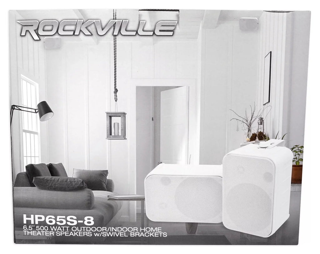 Garden Rockville Backyard Brackets Outdoor Patio 6.5" HP65S-8 Speakers+Swivel 2)