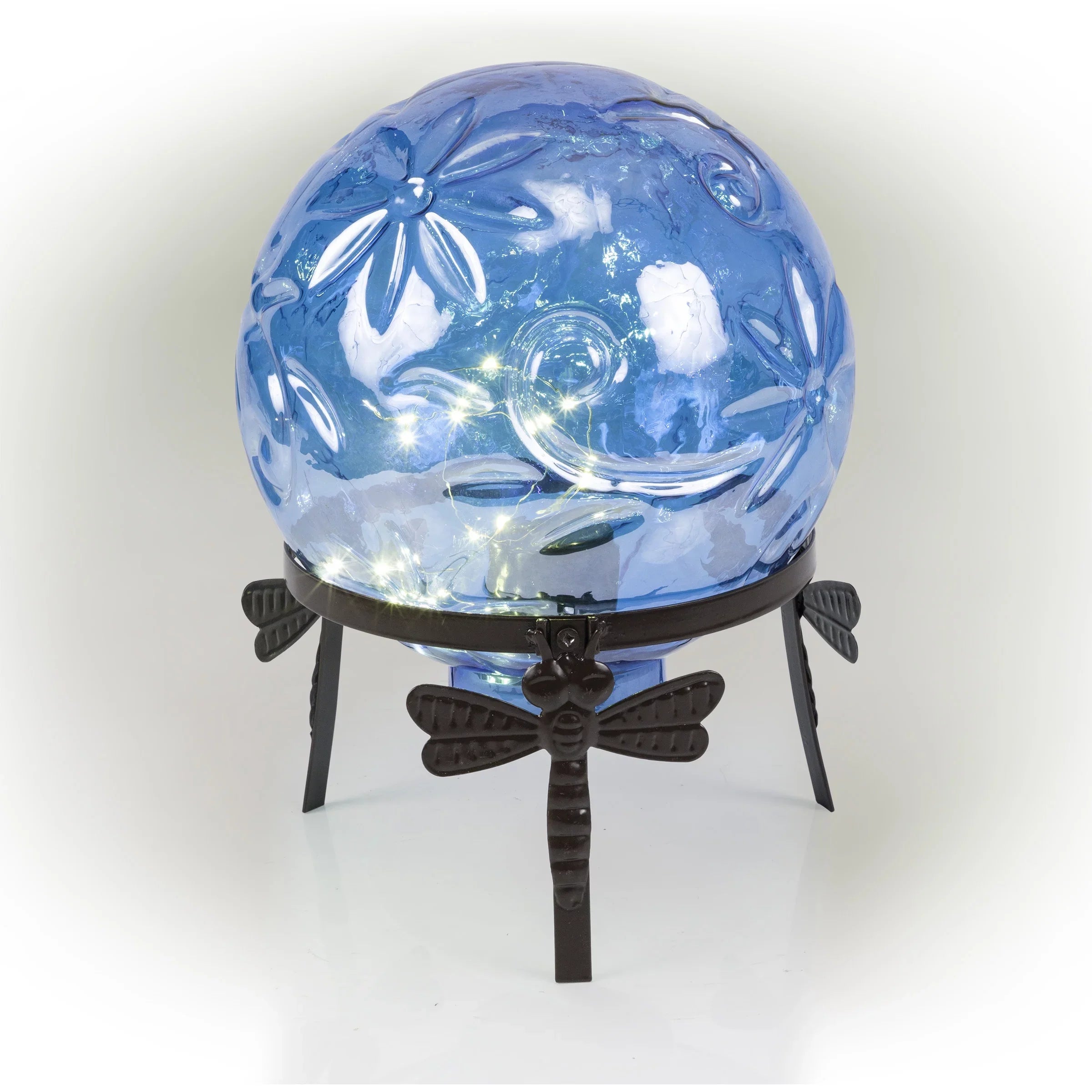 L Light-up Globe, 13" H Blue 10" x W Glass Corporation x Embossed 10" Alpine Gazing