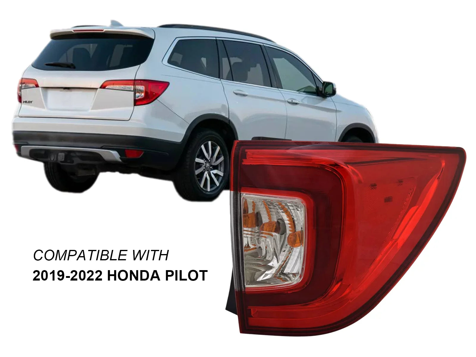 2022 for 2020 2019 Right Side Tail 33500TG7A11 Light Outer Replacement Passenger Pilot HO2805120 2021 with Bulb APA