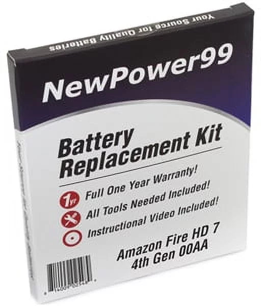Kit Tools, Generation 00AA Warranty with Extended Life Full 4th Battery Video and Amazon Year Replacement Battery HD Fire Instructions, One 7"