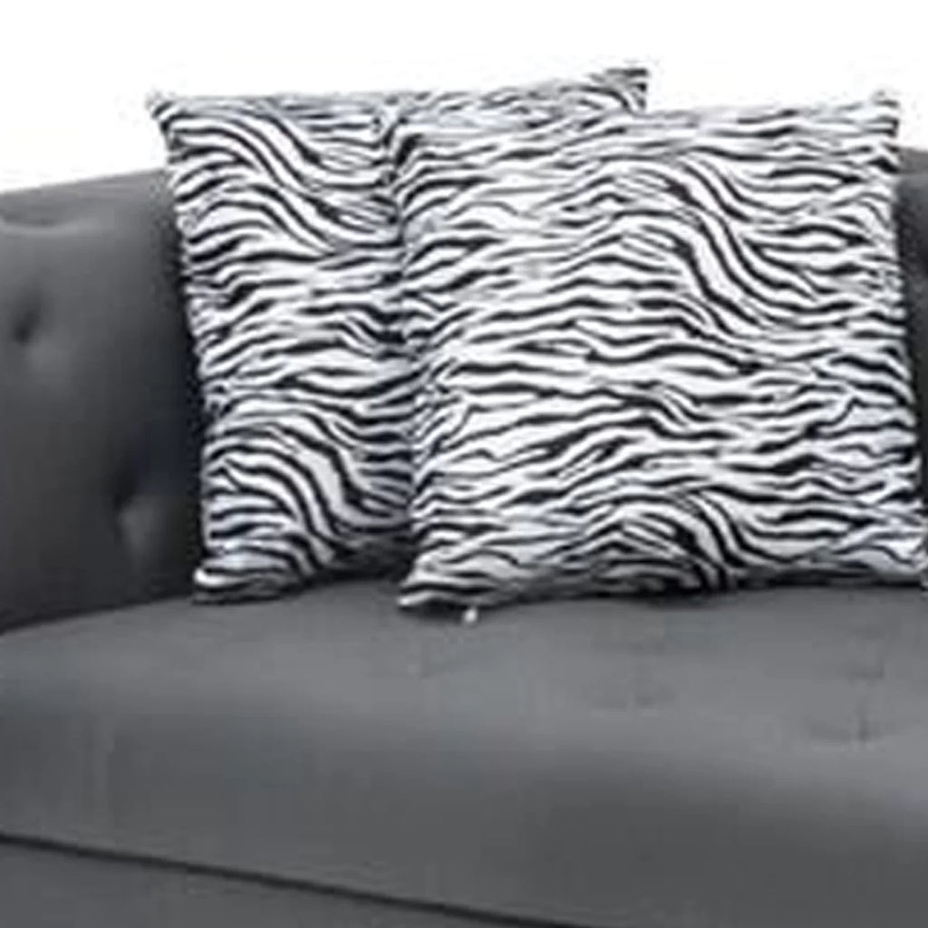 120 Leather Ella Tufted, Sofa, Vegan Benjara Button Seater Gray 4 Inch Faux Deep