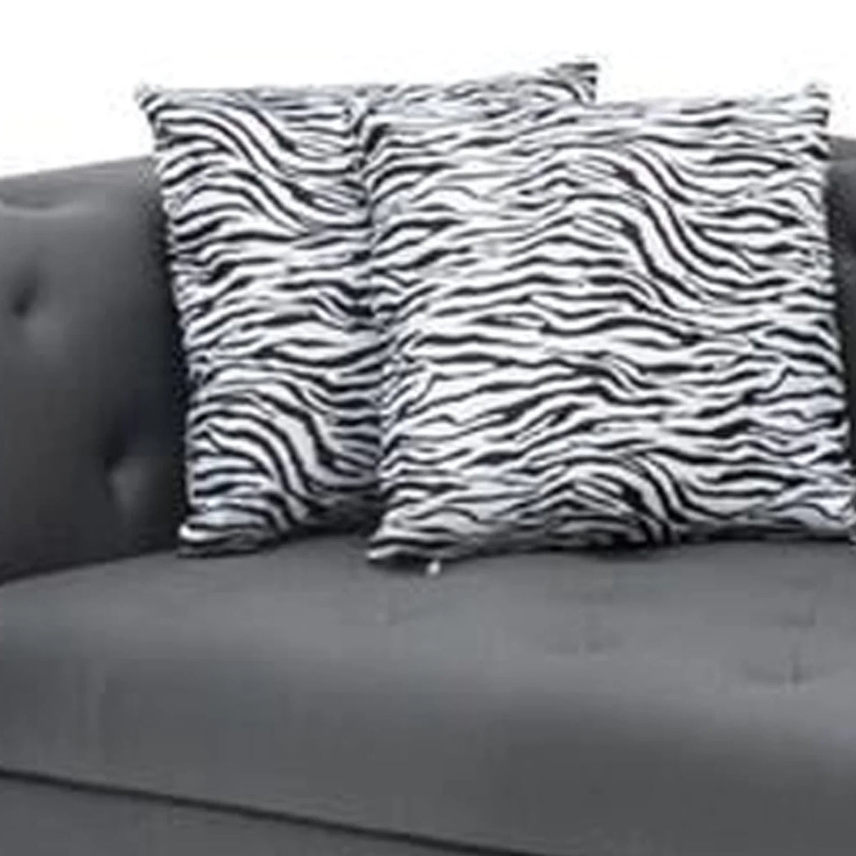 120 Leather Ella Tufted, Sofa, Vegan Benjara Button Seater Gray 4 Inch Faux Deep