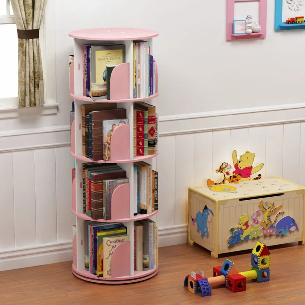 Organizer 4 Bookshelf Stackable 360° Tier Rotating Shelves