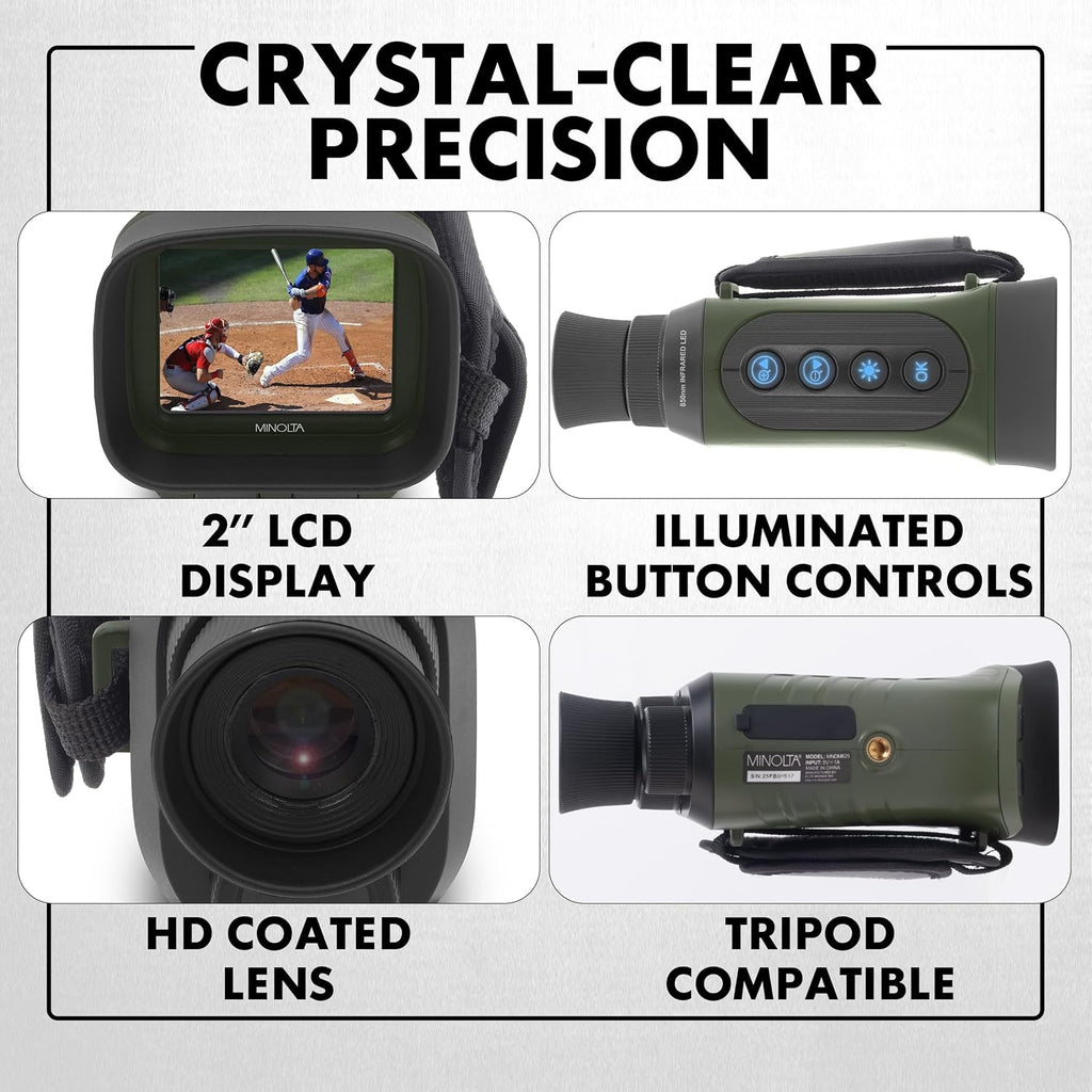 Minolta MNDM625 6x25 Digital Night Vision Monocular with 4K Ultra HD Camera - Black