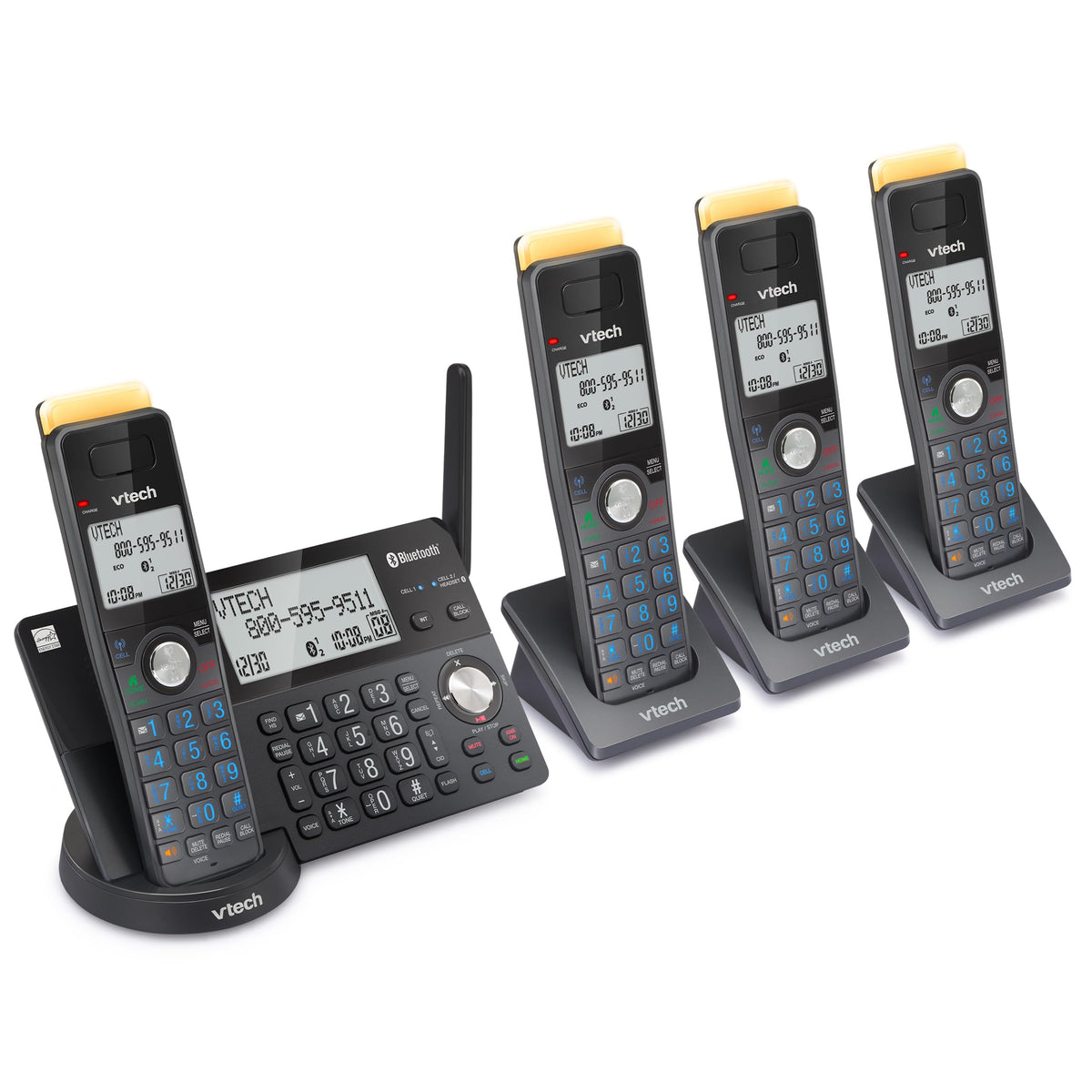VTech IS8128-51 Super Long Range 5-Handset DECT 6.0 Cordless Phone for Home with Answering Machine, 2300 ft Range, Call Blocking, Bluetooth Connect to Cell, Intercom