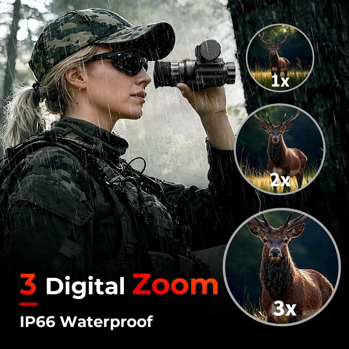 GOYOJO GNG2K Night Vision Monocular - 2K / 60Hz Refresh Digital Night Vision Goggles, Helmet Mountable, Stealth Infrared 940nm NVG with 0.0001 Lux Sensor, 4 Color Modes for Tactical/Hunting/Camping