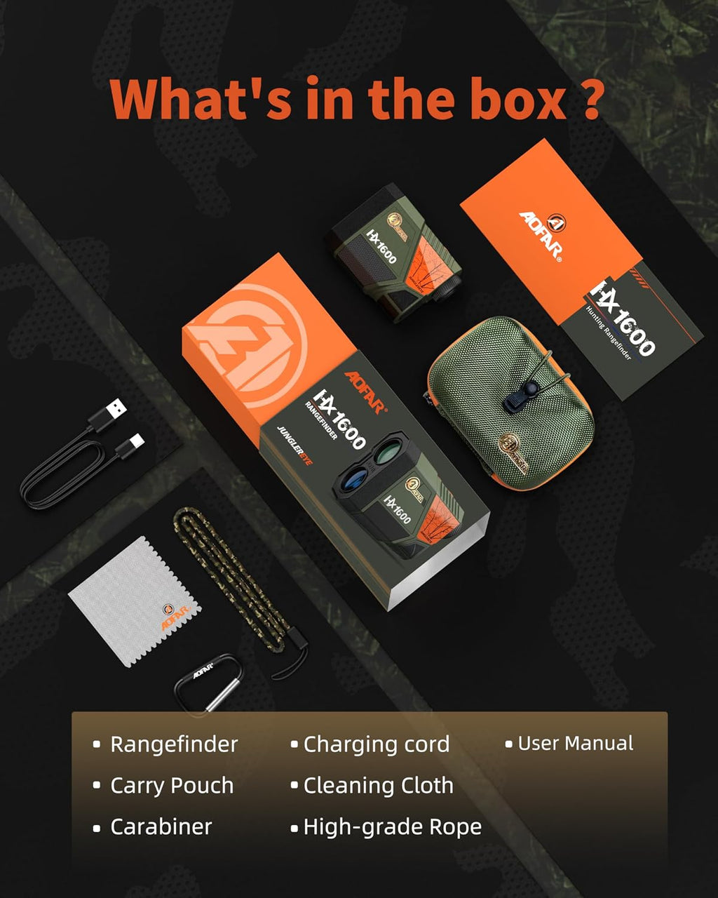 AOFAR HX1600 Hunting Rangefinder with Auto-Ambient Display, Ultra-Clear Optics with 95%+ Transmittance of Glass, 1600 Yards with Angle and Horizontal Distance,Range, Scan, Speed Mode,Waterproof