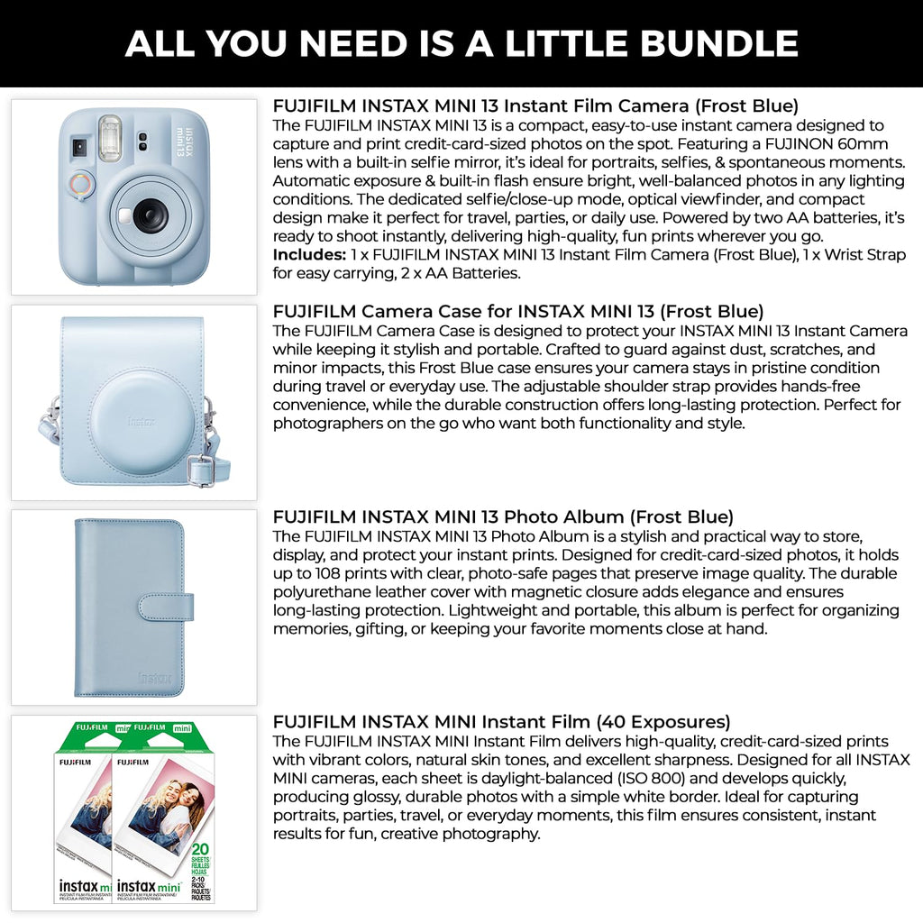 FUJIFILM Instax Mini 13 Instant Camera, Candy Pink with Film & Case Bundle