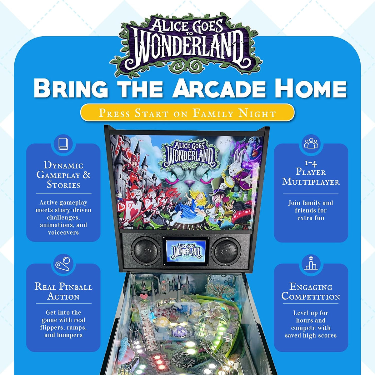 Alice Goes to Wonderland Pinball with LED Lighting