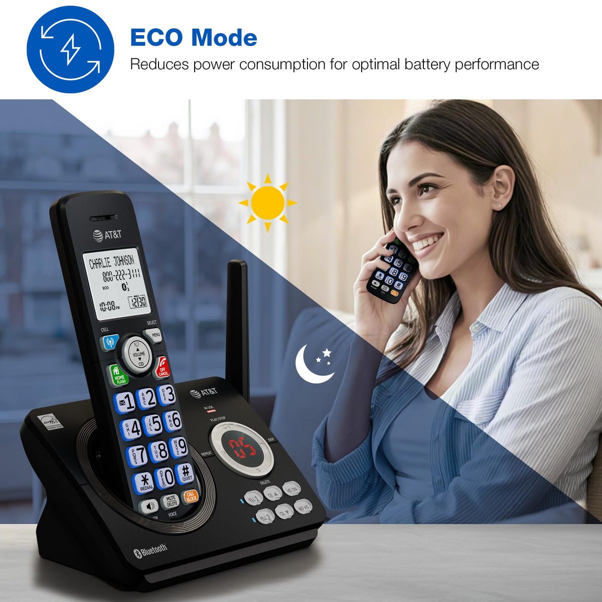 AT&T DL72319 DECT 6.0 3-Handset Cordless Phone for Home with Connect to Cell, Call Blocking, 1.8" Backlit Screen, Big Buttons, intercom, and Unsurpassed Range