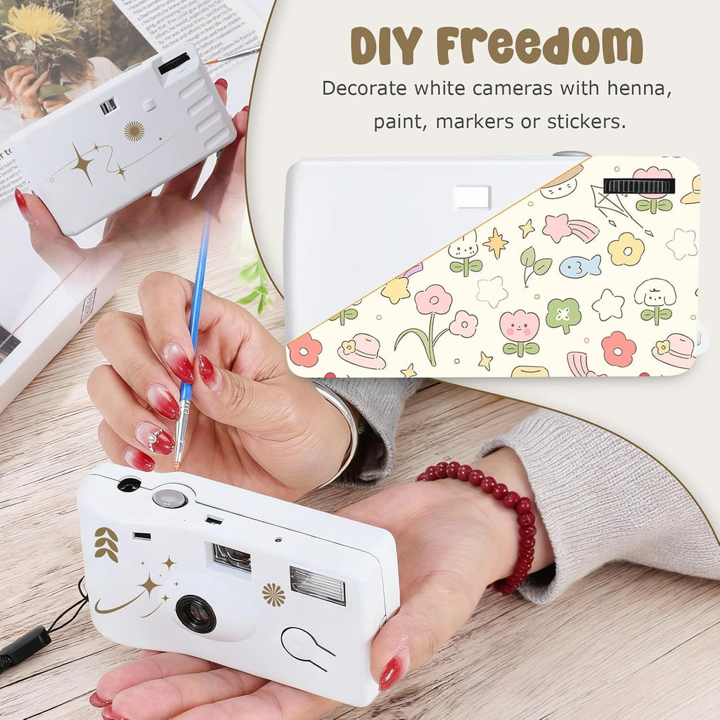 10 Pcs Disposable Cameras Bulk with Flash White Single-Use Film Cameras Set