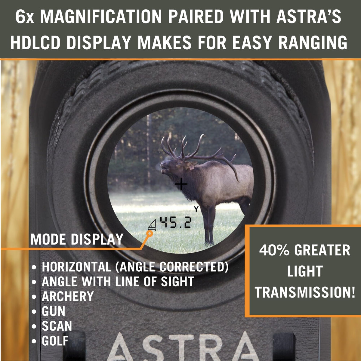 Astra Optix OTX/HTX1600 1760yd Laser rangefinder for Hunting, Shooting and Golfing with Red OLED/HD LCD Display Fast 0.10s and Accurate +/-1yd