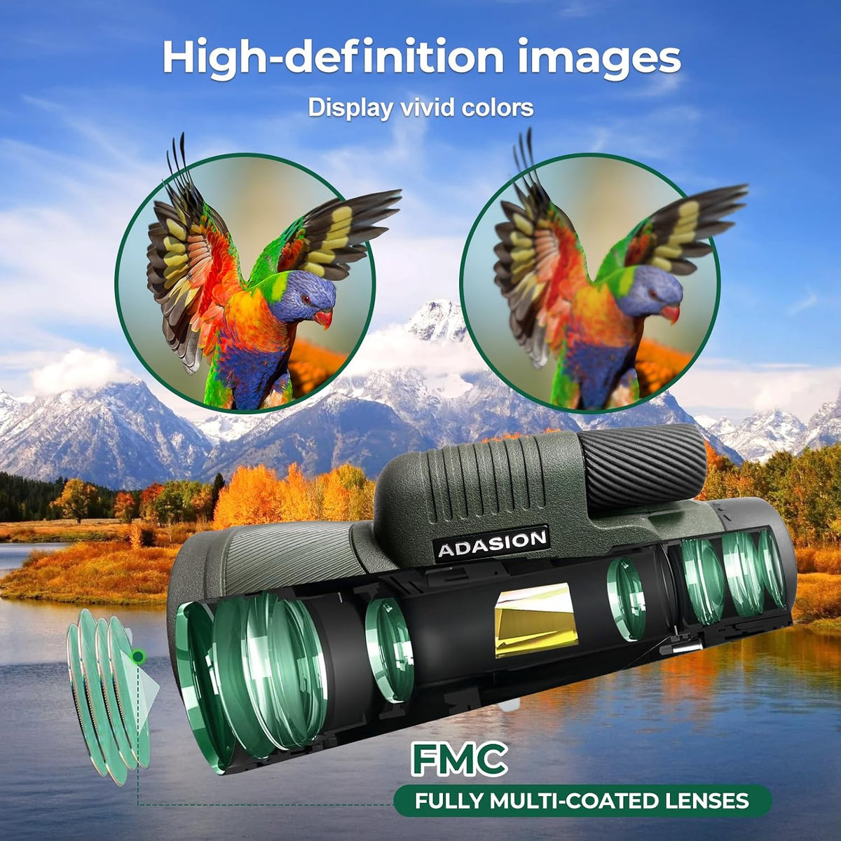 Adasion 12x56 Monoculars for Adults High Powered, Phone Adapter & Tripod