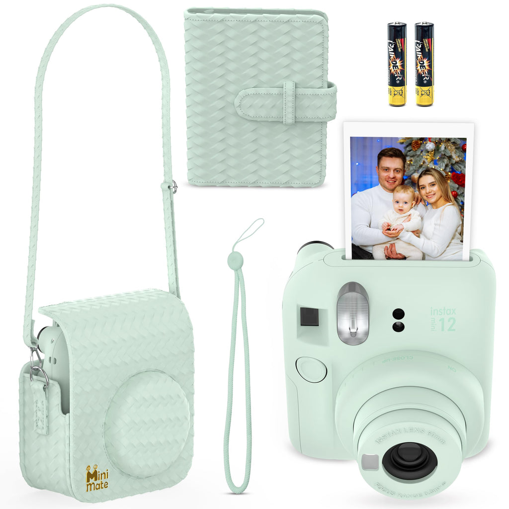 Fujifilm Instax Mini 12 Instant Camera Blossom Pink + Minimate Custom Designed Case + Fuji Instax Film 10 Sheets & Photo Album