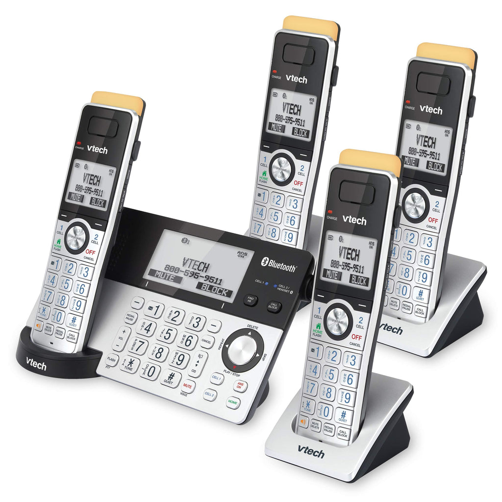 VTech IS8151-2 Super Long Range 2 Handset DECT 6.0 Cordless Phone for Home with Answering Machine, 2300 ft Range, Call Blocking, Bluetooth, Headset Jack, Power Backup, Intercom, Expandable to 12 HS