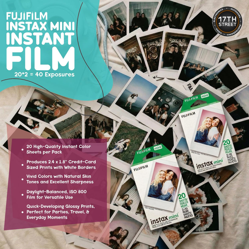 FUJIFILM Instax Mini 13 Instant Camera, Candy Pink with Film & Case Bundle