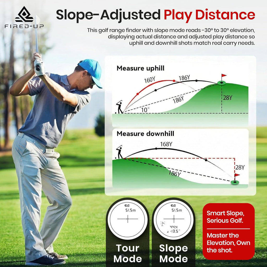 Golf & Hunting Rangefinder with Slope, 1000 Yard Laser, Magnetic, 6X