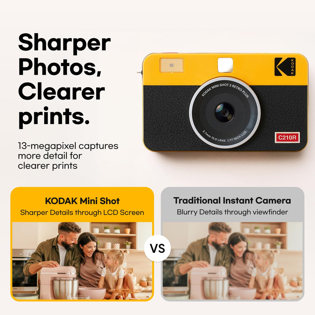 KODAK Mini Shot 2 Retro 2x3 Instant Camera, Photo Printer, 38 Sheet, White