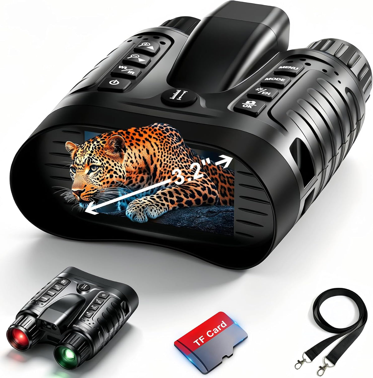 4K Night Vision Goggles, Night Vision Binoculars with Rangefinder, 3.2" HD Screen, 5000mAh Rechargeable Battery, 32GB TF Card for Adults, Camping, Wildlife Observation