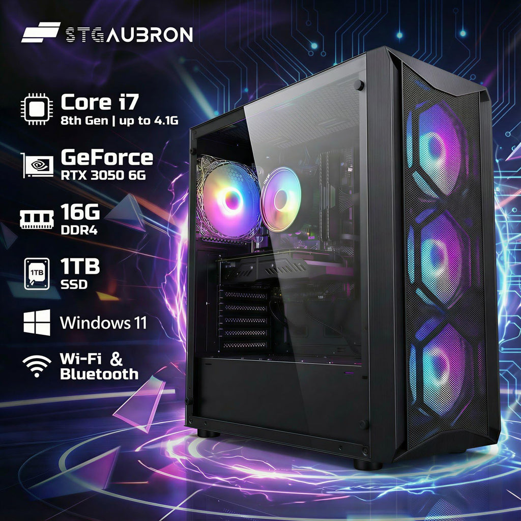 STGAubron Gaming PC Desktop,Core I7,RX 580 8G,32G RAM,512G SSD