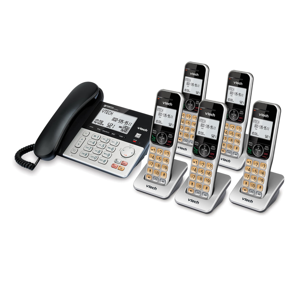 VTech VG208-2 DECT 6.0 Corded/Cordless Phone System with 2 Handsets, Digital Answering Machine, Call Blocking, Caller ID, Large Backlit Display