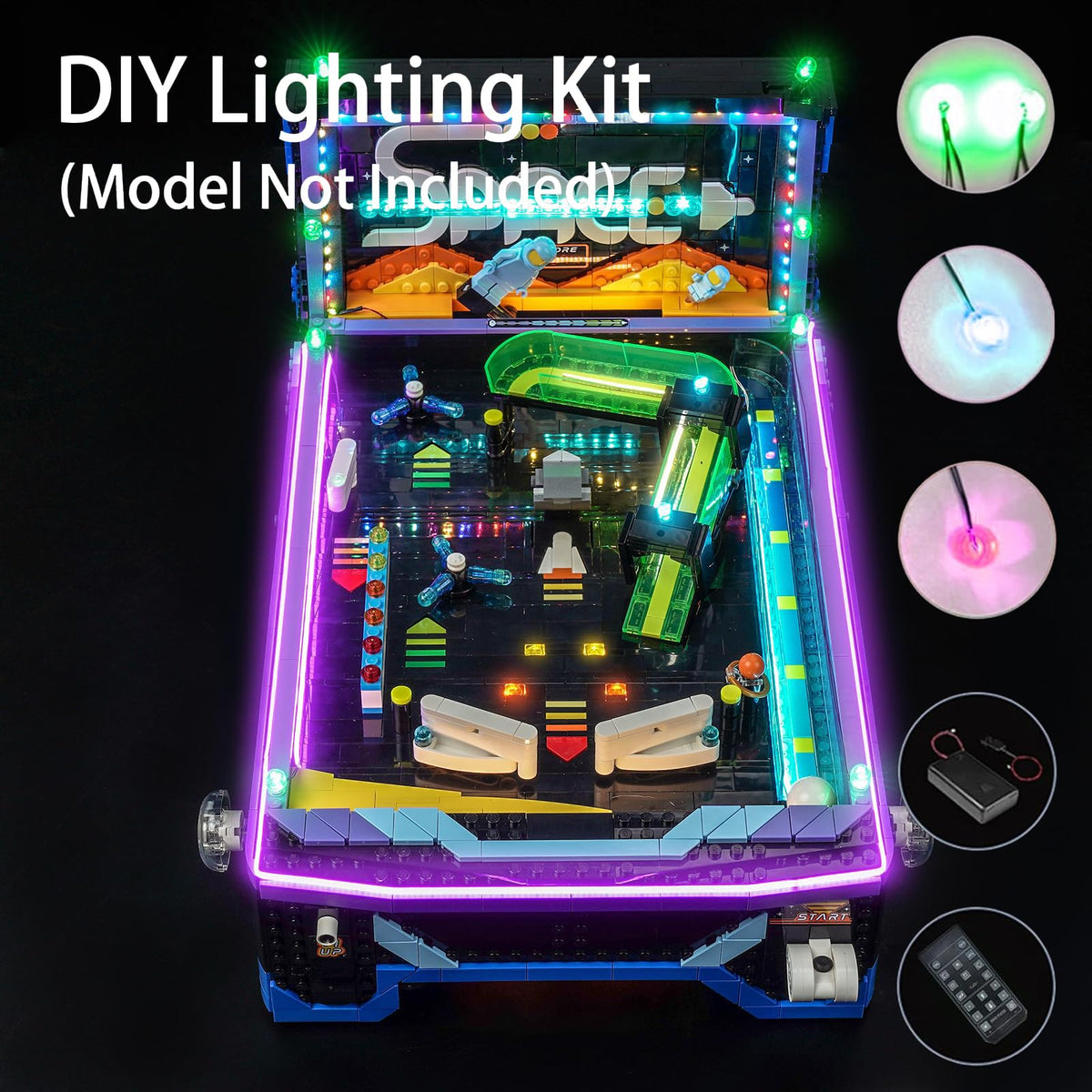 LED Lighting Kit for Lego 11374 Arcade Pinball Machine (Kit Only)