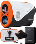Bushnell A1-Slope Golf Laser Rangefinder Bundle - Ultra-Compact, Tour-Trusted Slope Technology, 6X Magnification, PinSeeker with JOLT with PlayBetter Portable Charger & Microfiber Towel