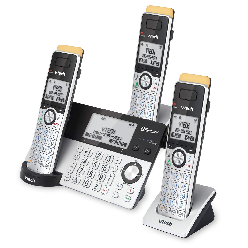 VTech IS8151-2 Super Long Range 2 Handset DECT 6.0 Cordless Phone for Home with Answering Machine, 2300 ft Range, Call Blocking, Bluetooth, Headset Jack, Power Backup, Intercom, Expandable to 12 HS