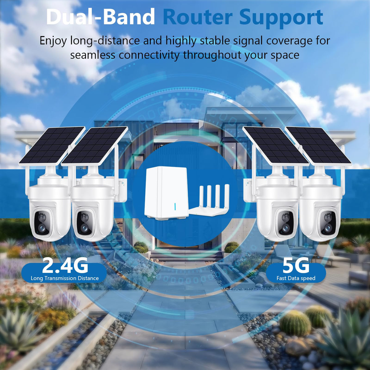 4K Solar Security Cameras Wireless Outdoor with Local Storage Base