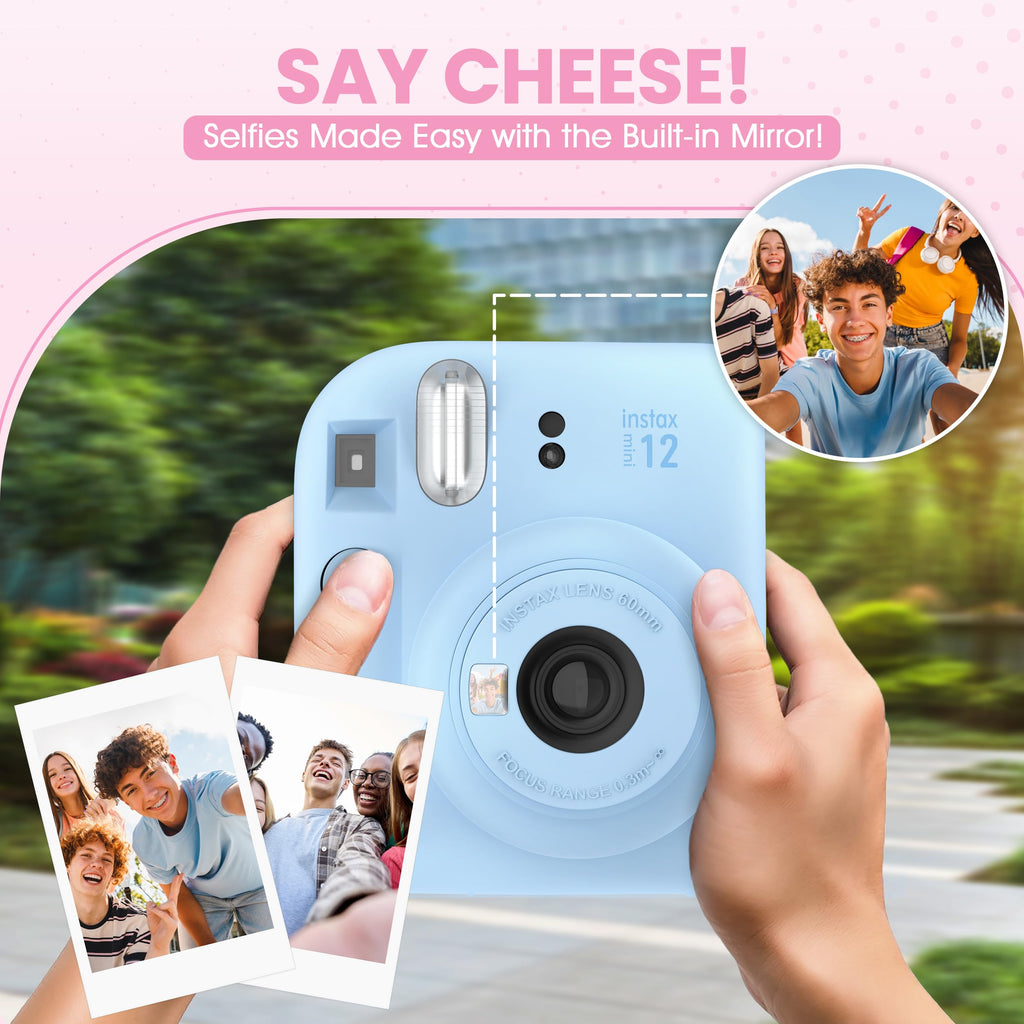 Fujifilm Instax Mini 12 Instant Camera Blossom Pink + Minimate Custom Designed Case + Fuji Instax Film 10 Sheets & Photo Album