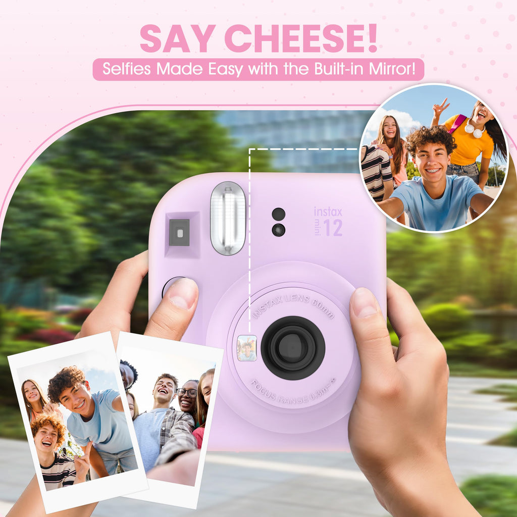 Fujifilm Instax Mini 12 Instant Camera Blossom Pink + Minimate Custom Designed Case + Fuji Instax Film 10 Sheets & Photo Album