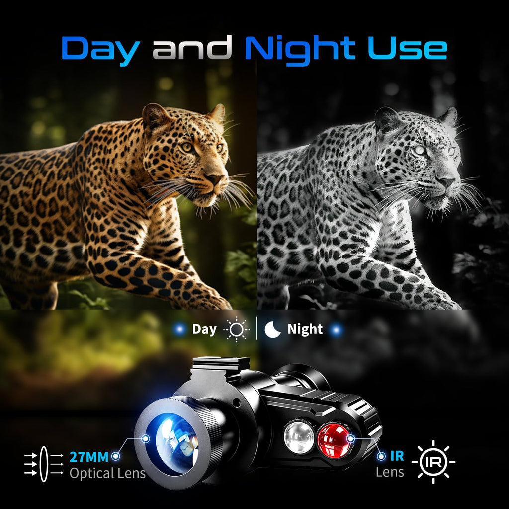 Head-Mounted Night Vision Monocular Goggles with Elastic Head Strap, Default 7X Magnification, Digital Infrared NVG Equipment 1148FT Range with 1.54in HD Screen, Rechargeable for Ghost Hunting Camping