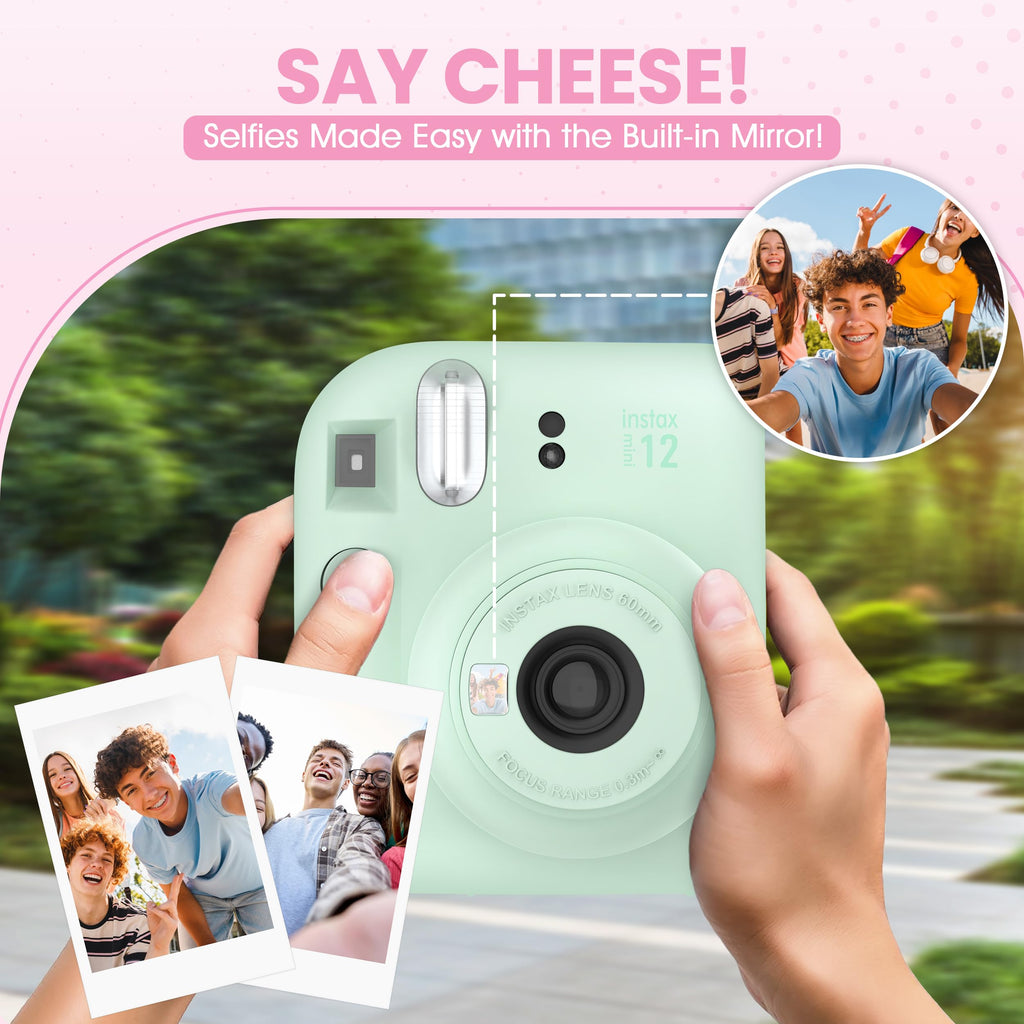 Fujifilm Instax Mini 12 Instant Camera Blossom Pink + Minimate Custom Designed Case + Fuji Instax Film 10 Sheets & Photo Album