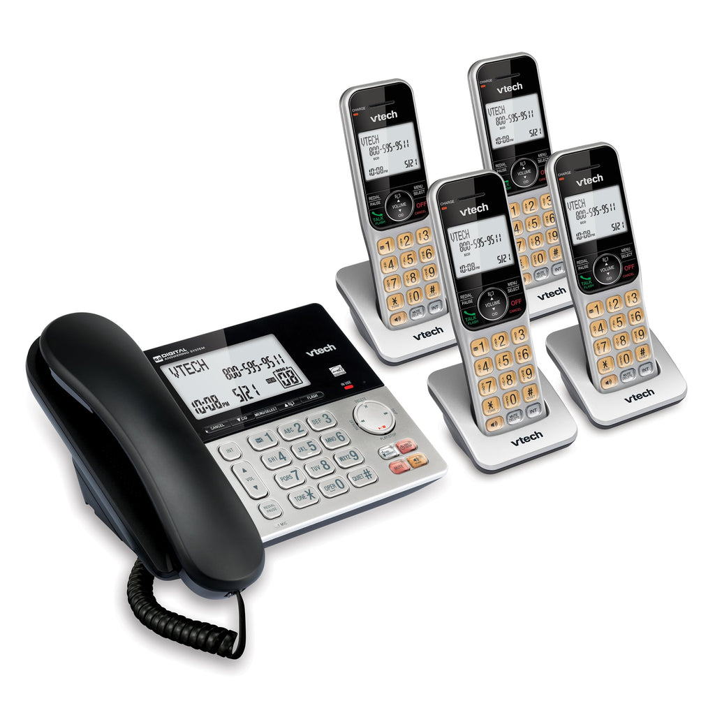 VTech VG208-2 DECT 6.0 Corded/Cordless Phone System with 2 Handsets, Digital Answering Machine, Call Blocking, Caller ID, Large Backlit Display