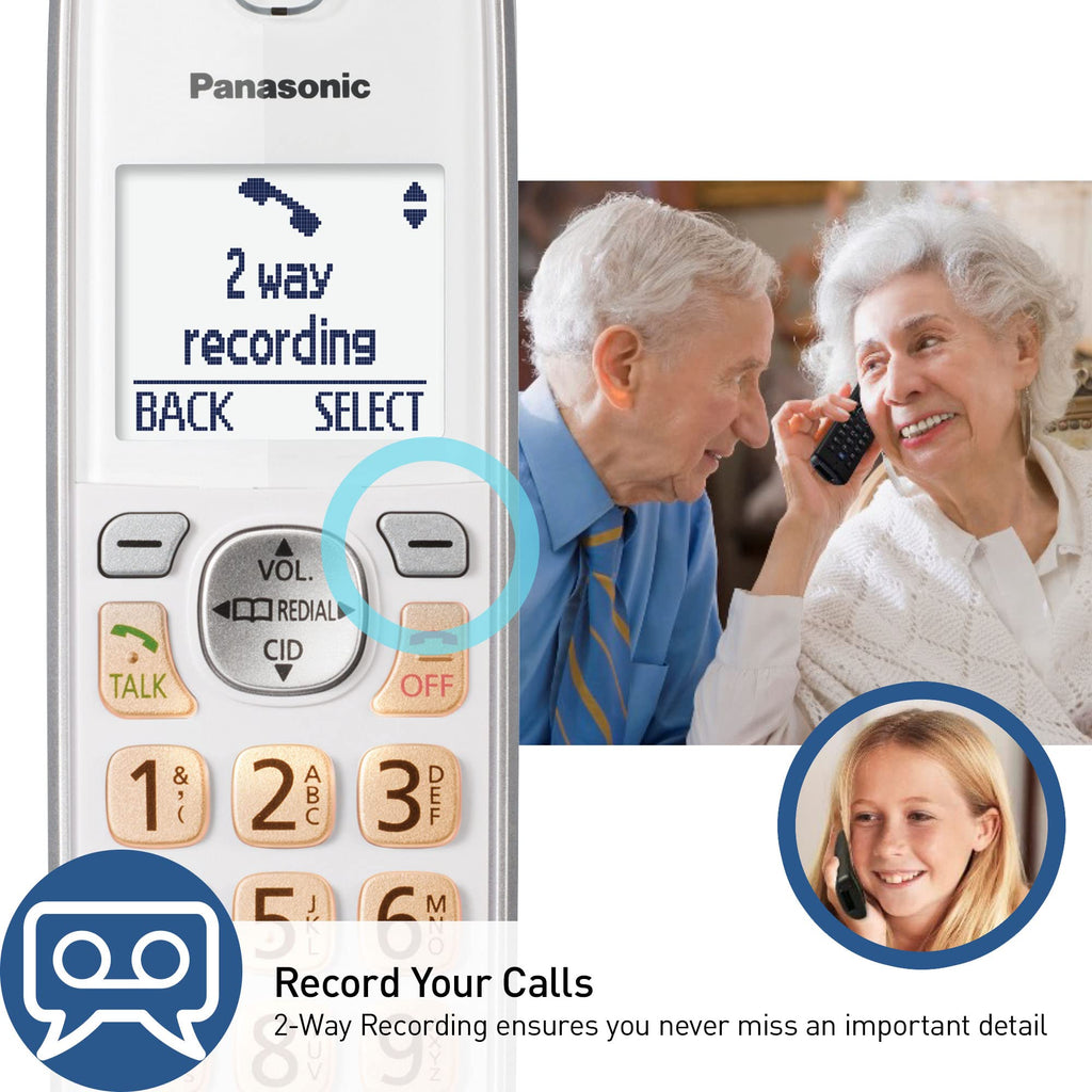 Panasonic Cordless Phone with Answering Machine, Link2Cell Bluetooth Home Phones, Voice Assistant and Advanced Call Blocking, Expandable System with 4 Handsets, Cordless Telephone, KX-TGD864W (White)
