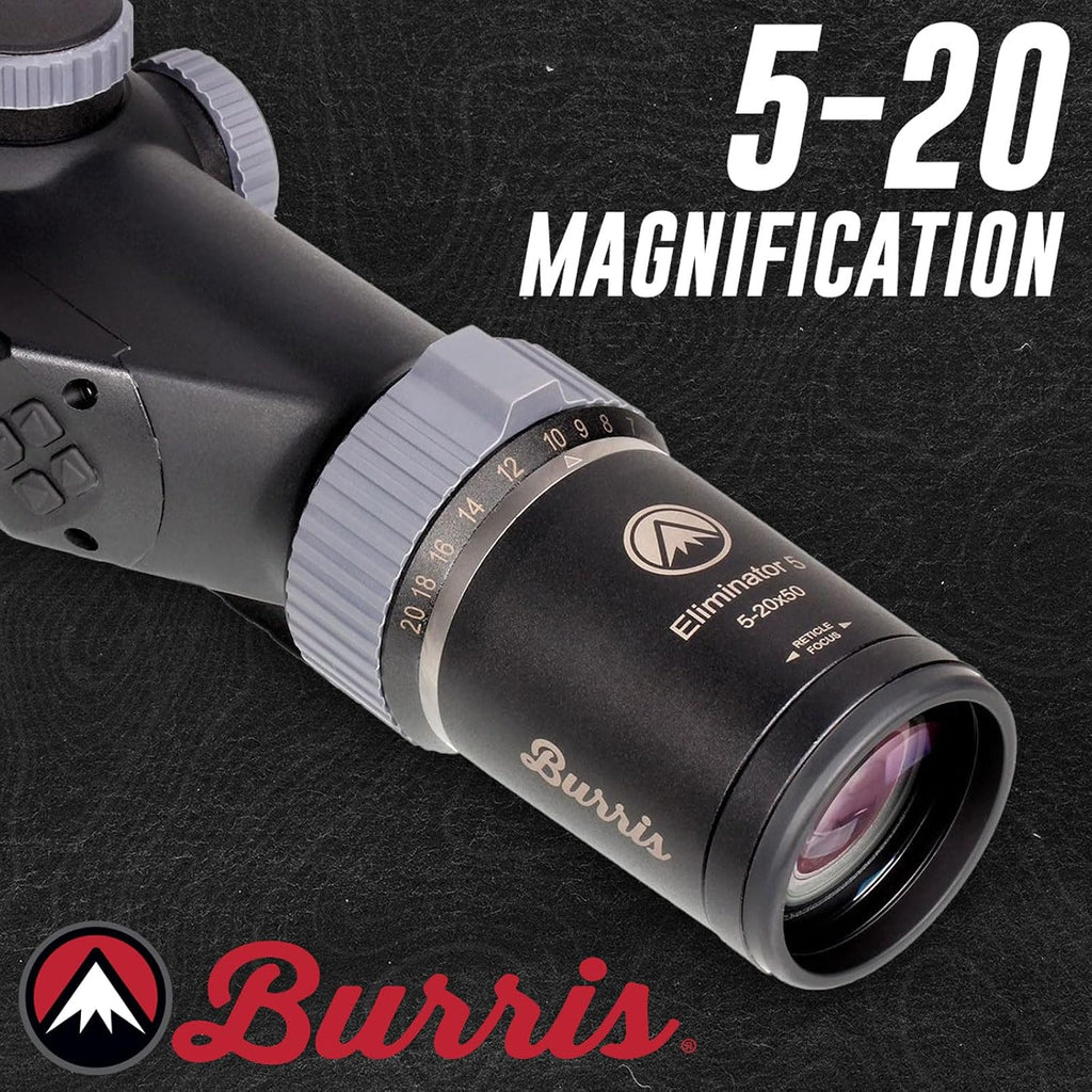 BURRIS Eliminator 5 LaserScope 5-20x50mm - Precision Riflescope with Built-in Laser Rangefinder, Ballistic Calculator, Digital Inclinometer & X96 Reticle for Long-Range Hunting & Shooting