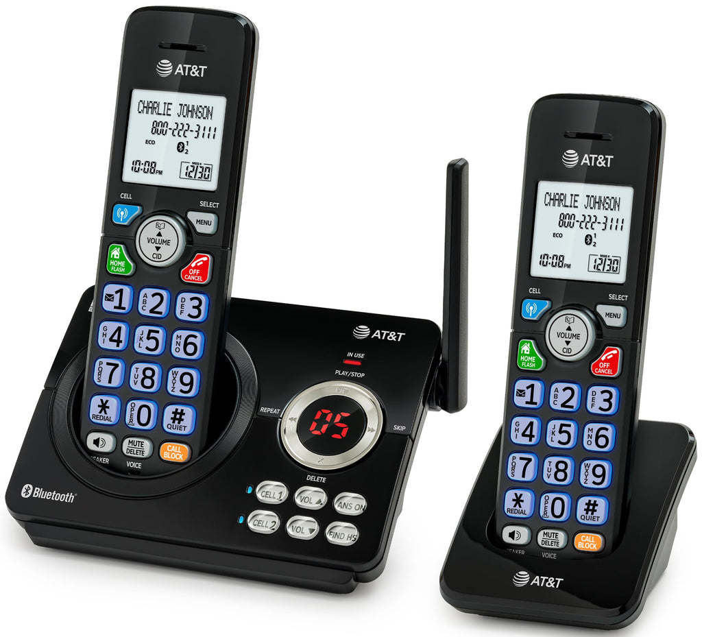 AT&T DL72319 DECT 6.0 3-Handset Cordless Phone for Home with Connect to Cell, Call Blocking, 1.8" Backlit Screen, Big Buttons, intercom, and Unsurpassed Range