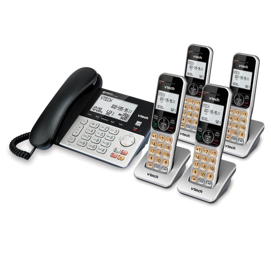 VTech VG208-2 DECT 6.0 Corded/Cordless Phone System with 2 Handsets, Digital Answering Machine, Call Blocking, Caller ID, Large Backlit Display