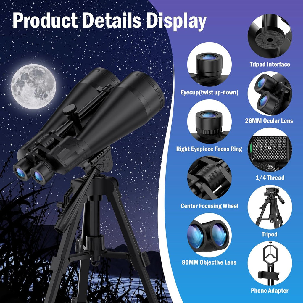 20x80 Astronomy Binoculars for Adults High Powered
