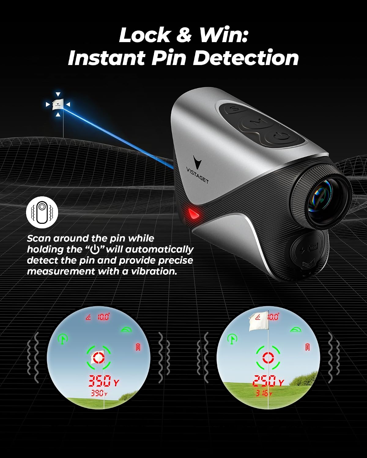 VTSTAGET Golvia Pro OLED Range Finder Golf with Slope, 1200 Yards