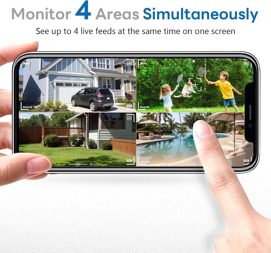 4K Solar Security Cameras Wireless Outdoor with Local Storage Base