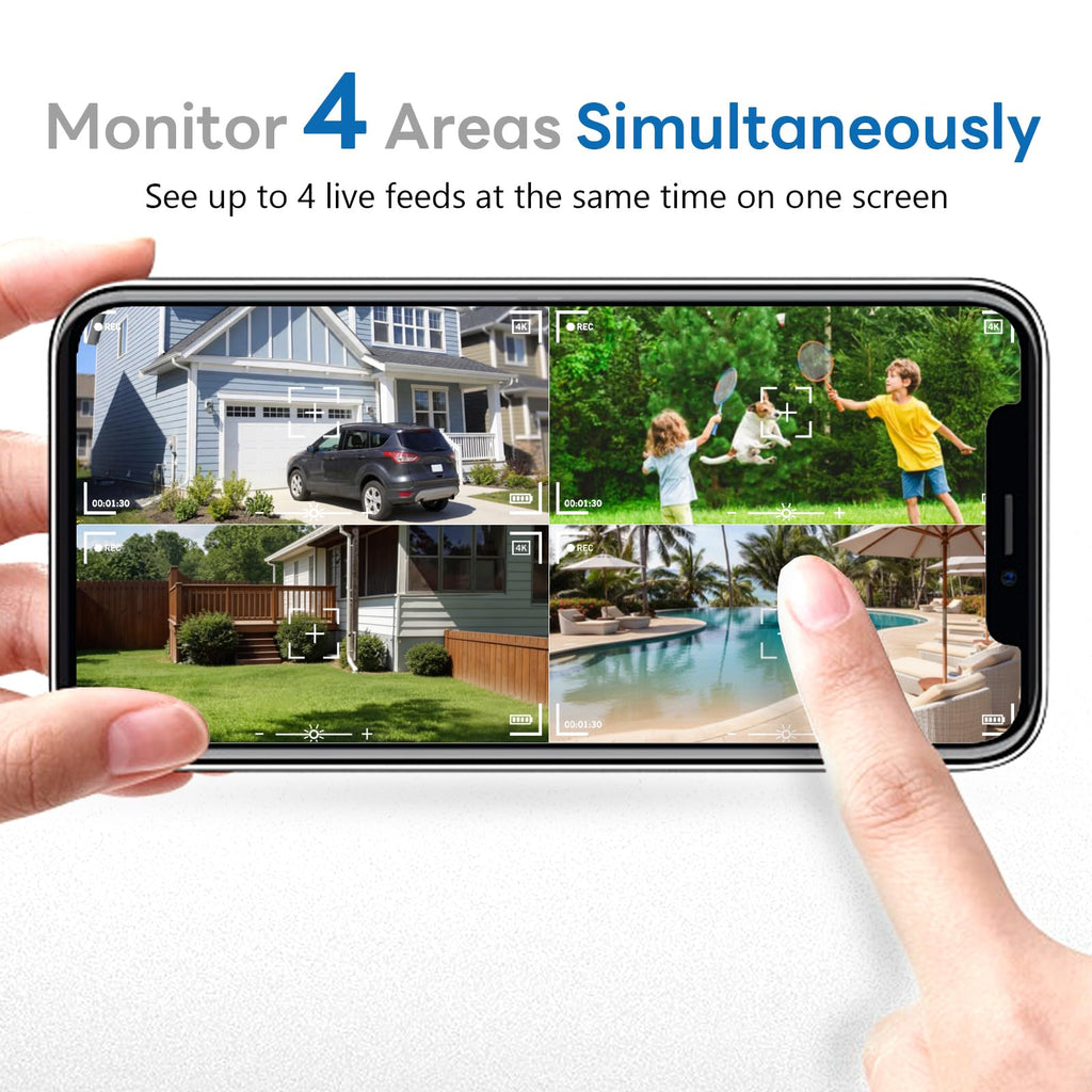 4K Solar Security Cameras Wireless Outdoor with Local Storage Base