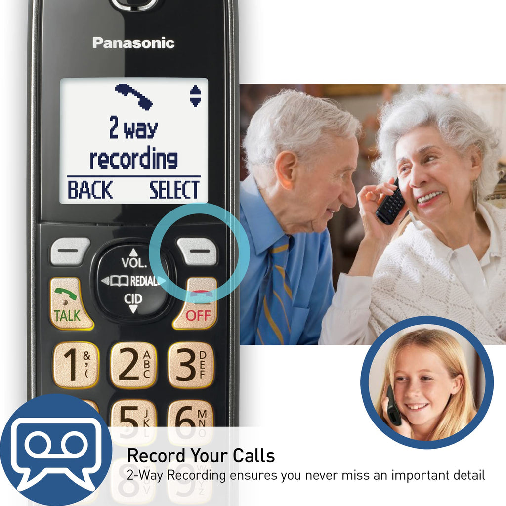 Panasonic Cordless Phone with Answering Machine, Link2Cell Bluetooth Home Phones, Voice Assistant and Advanced Call Blocking, Expandable System with 4 Handsets, Cordless Telephone, KX-TGD864W (White)