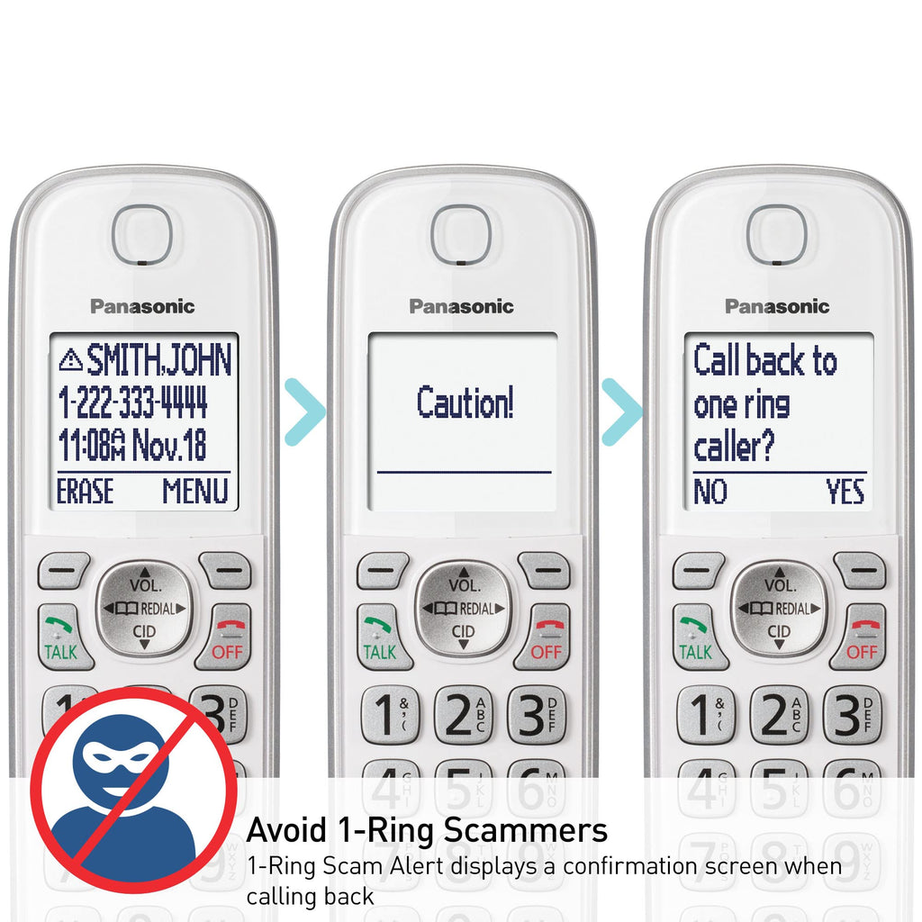 Panasonic Cordless Phone with Answering Machine, Link2Cell Bluetooth Home Phones, Voice Assistant and Advanced Call Blocking, Expandable System with 4 Handsets, Cordless Telephone, KX-TGD864W (White)