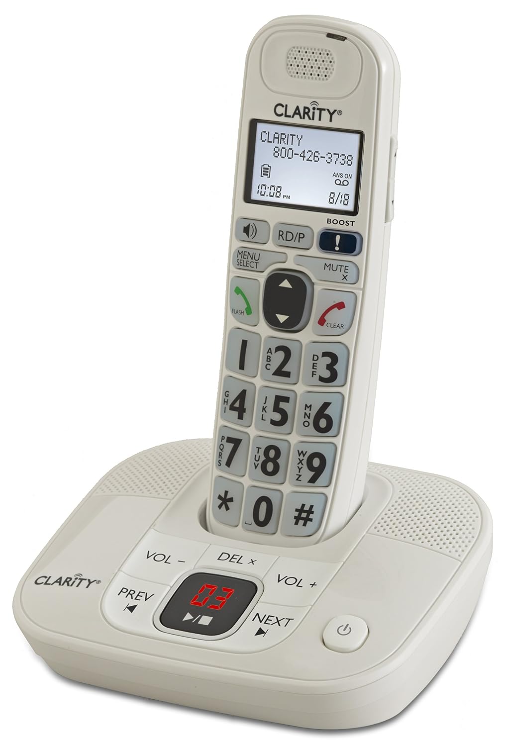 Clarity 53714 Dect 6.0 40-db Amplified Big-Button Corded Cordless Phone with Digital Answering System, 1 Handset, D714
